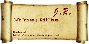 Jánossy Rókus névjegykártya